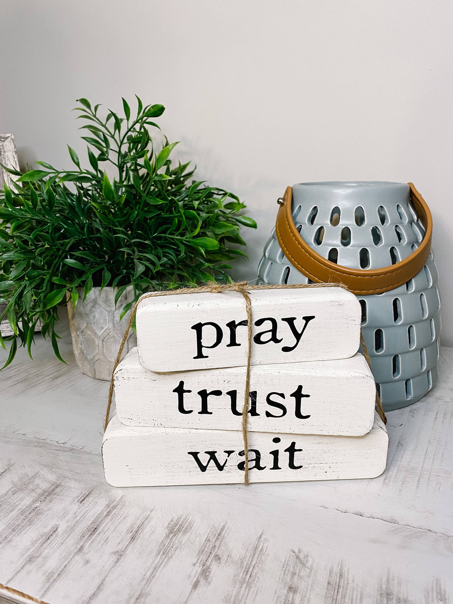 Joshua Jar - Pray Trust Wait Stacked Blocks