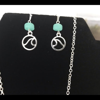 Teal Wave Necklace/earring set