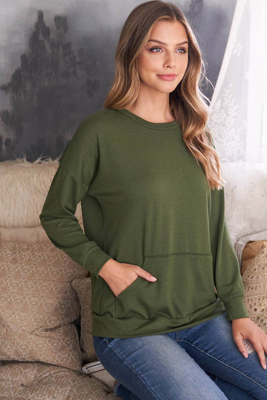 Perfect Peach - Long sleeve French Terry top with kangaroo pocket