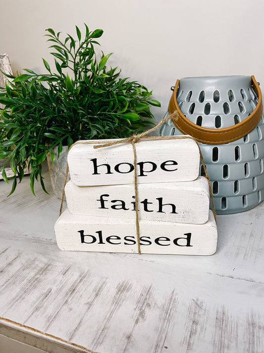 Joshua Jar - Hope Faith Blessed Stacked Blocks
