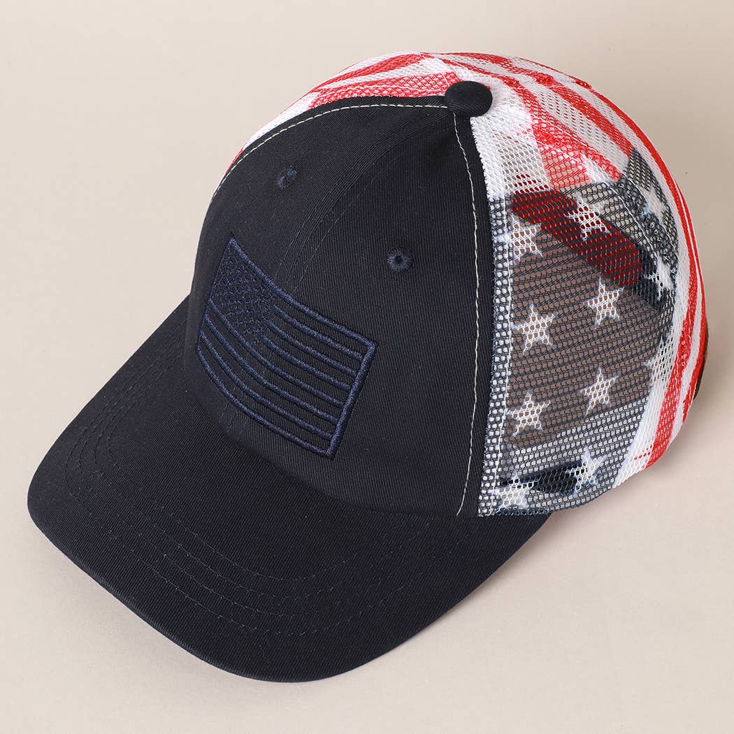 Fashion City - Cotton Brushed USA Flag Embroidered Baseball Cap