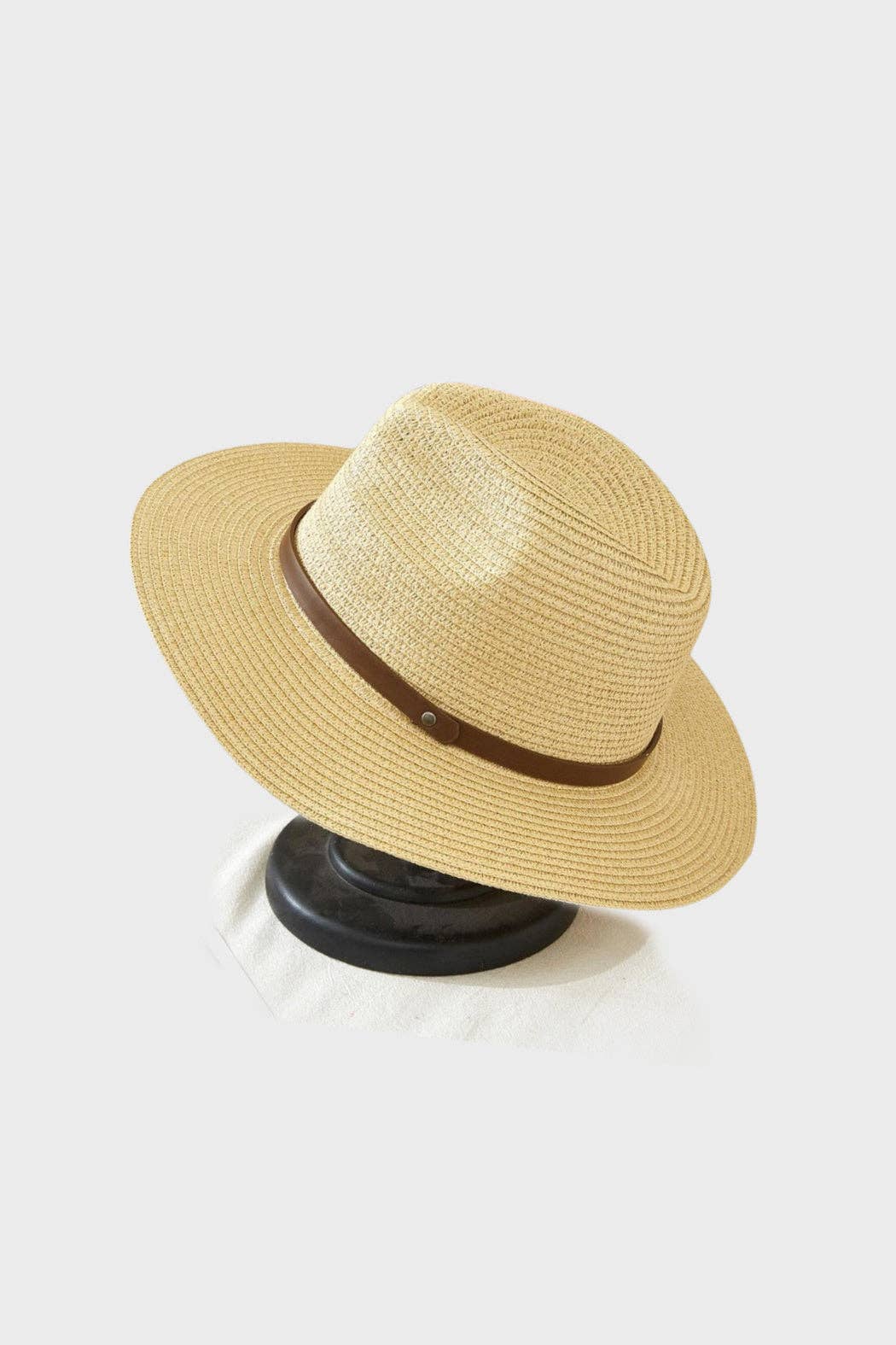 Embellish Your Life - Vegan Brown Leather Straw Panama Hat