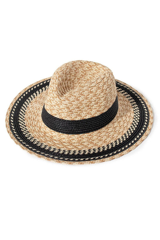 Embellish Your Life - Black Detailed Beige Straw Hat