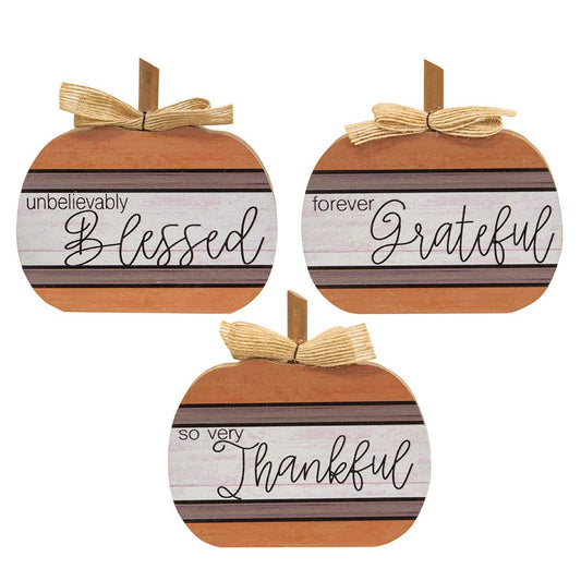 The Hearthside Collection - Autumn Blessings Chunky Pumpkin, 3 Assorted