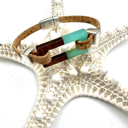 Rectangle Resin and Cork Bracelet