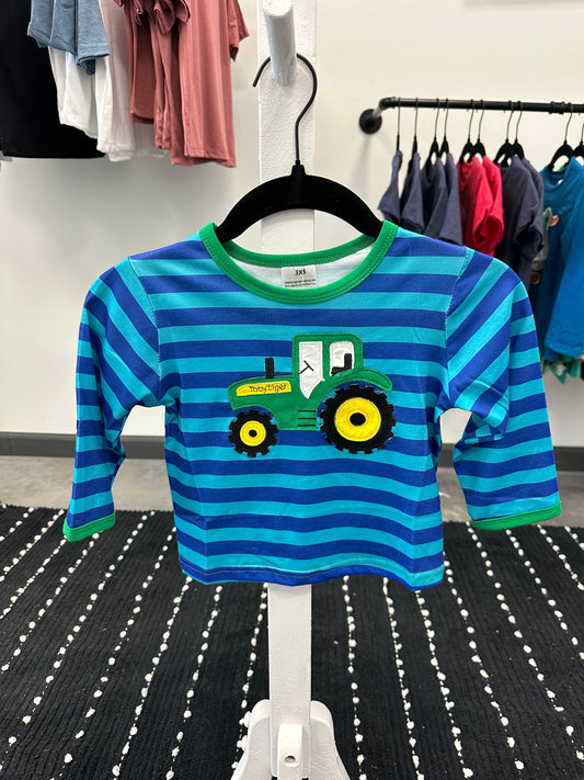 Kids Shirt Blue Stripe with Tractor