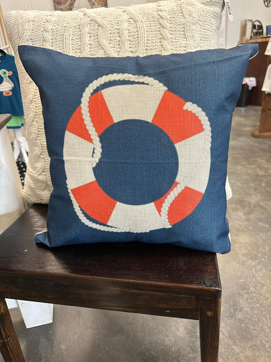 Blue Life Raft Decorative Pillow 18X18