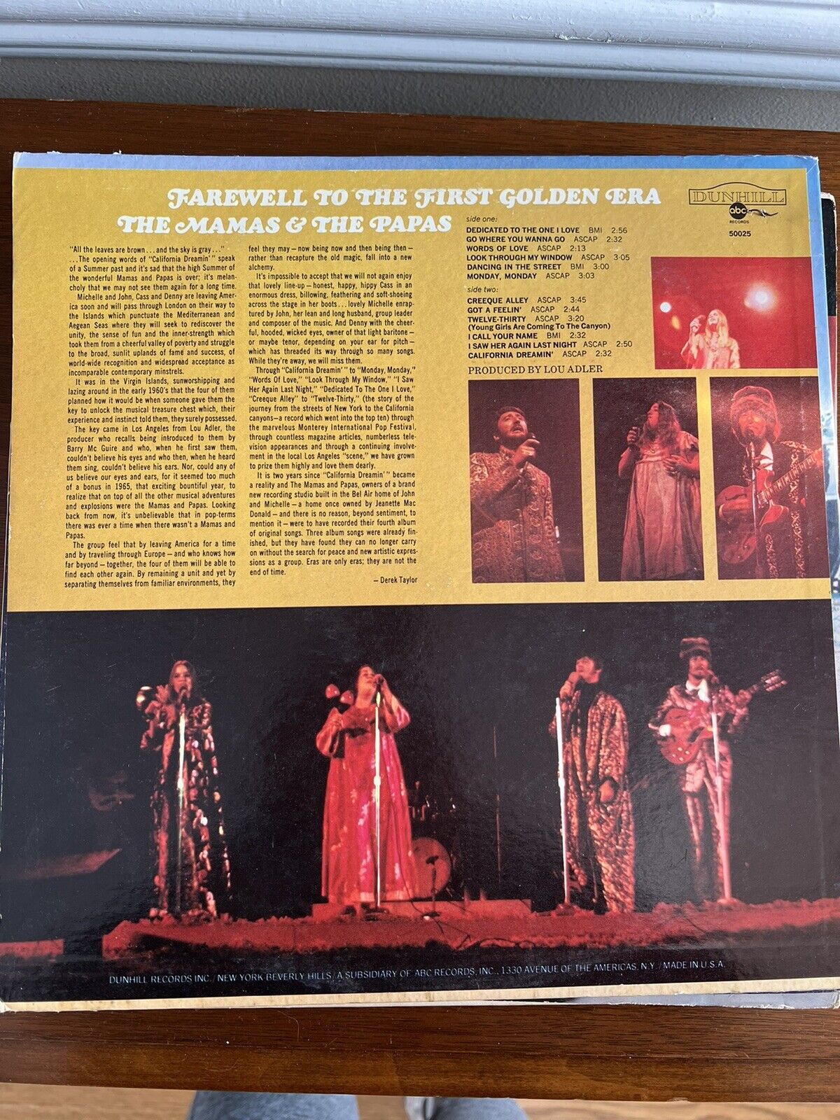 Vinyl Record LP The Mamas and the Papas Farewell to the First Golden Era