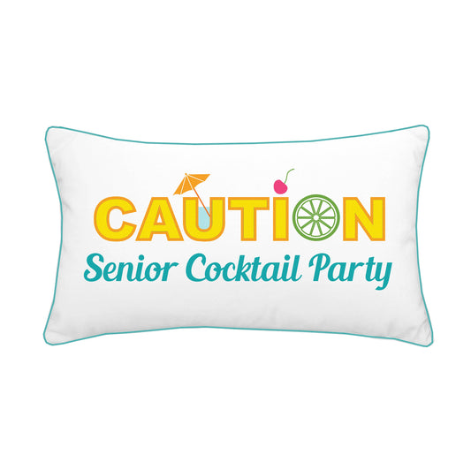Rightside Design - Caution Senior Cocktail Party Indoor/Outdoor Lumbar Pillow