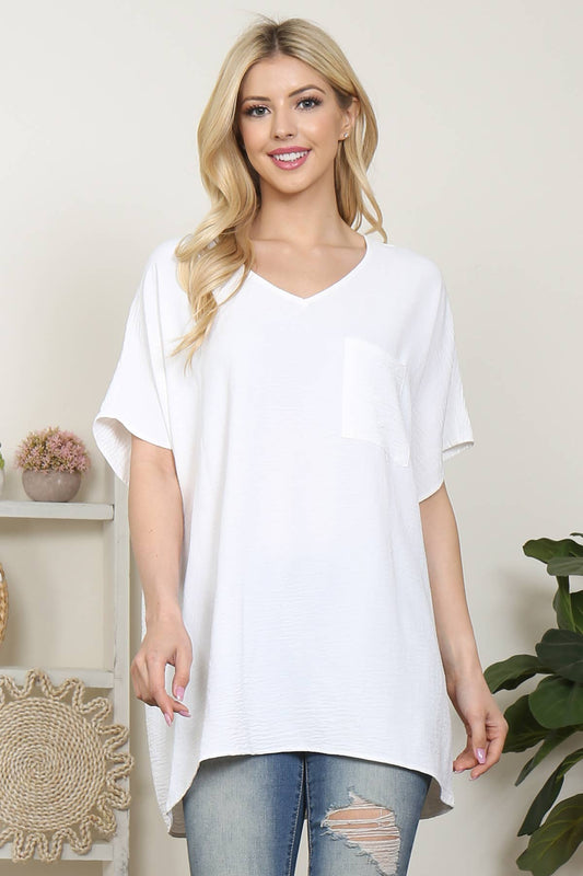Perfect Peach - WOVEN AIRFLOW V-NECK DOLMAN TOP - Ivory