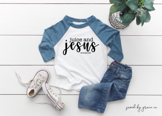Saved by Grace Co. - Juice and Jesus Toddler Tee - Baseball Tees