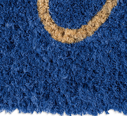 DII Hello Coir Fiber Doormat Non-Slip Durable Outdoor/Indoor, Pet Friendly, 18x30, Blue