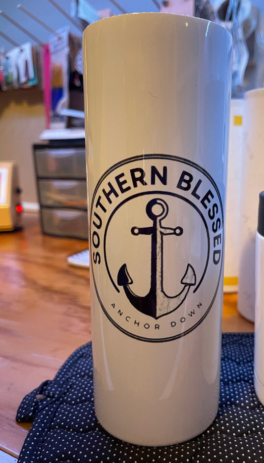 Southern Blessed Black and White Tumbler